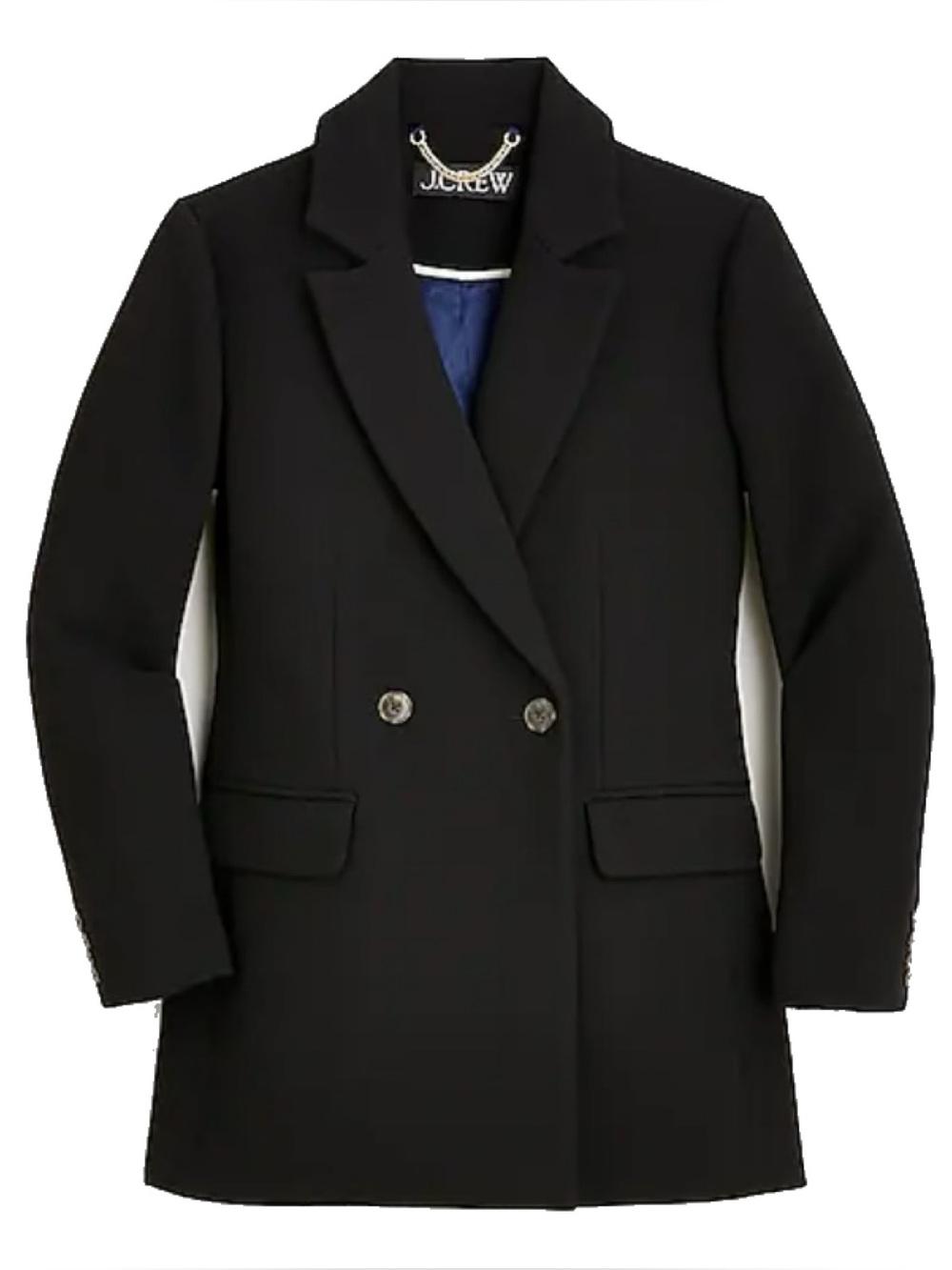J. Crew Black Double-Breasted Womens Coat in Wool Blend